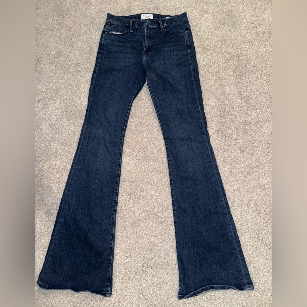 Frame Denim Blue Flare Wide Leg Jeans